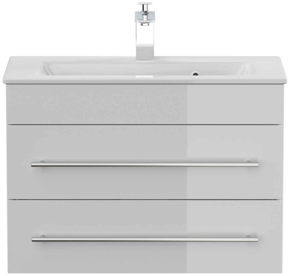 Waschtischkombi Portus Weiß Hg B: 70,4 cm - Weiß Hochglanz/Weiß, MODERN, Keramik/Holzwerkstoff (70,4cm) - MID.YOU