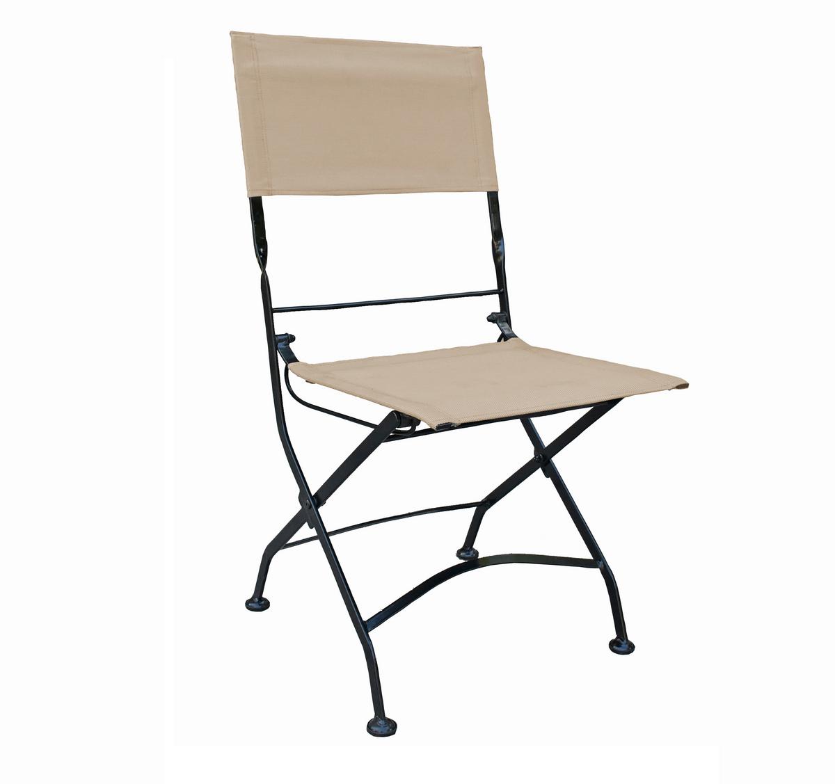 Gartenstuhl Klappbar Triest 2er-Set Kunststoff/Edelstahl - Beige/Schwarz, Basics, Kunststoff/Metall (45/89/58cm) - Gardenson