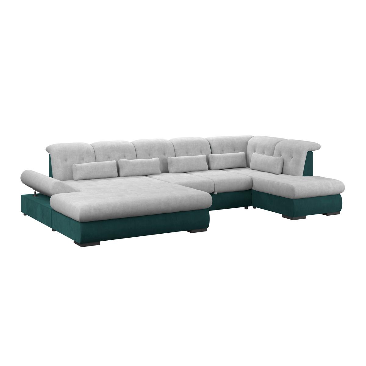 Wohnlandschaft Madera Silberfarben S: 358x212 cm - Türkis/Silberfarben, KONVENTIONELL, Kunststoff/Textil (190/358/212cm)