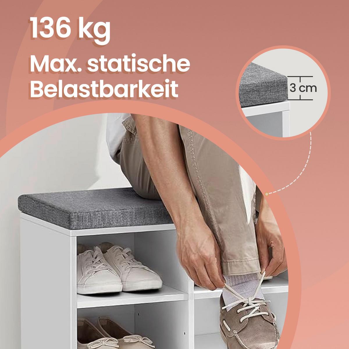 LAVICA NA TOPÁNKY FARBA: BIELA - sivá/biela, Trend, kompozitné drevo (78,5/48/30,3cm) - MID.YOU