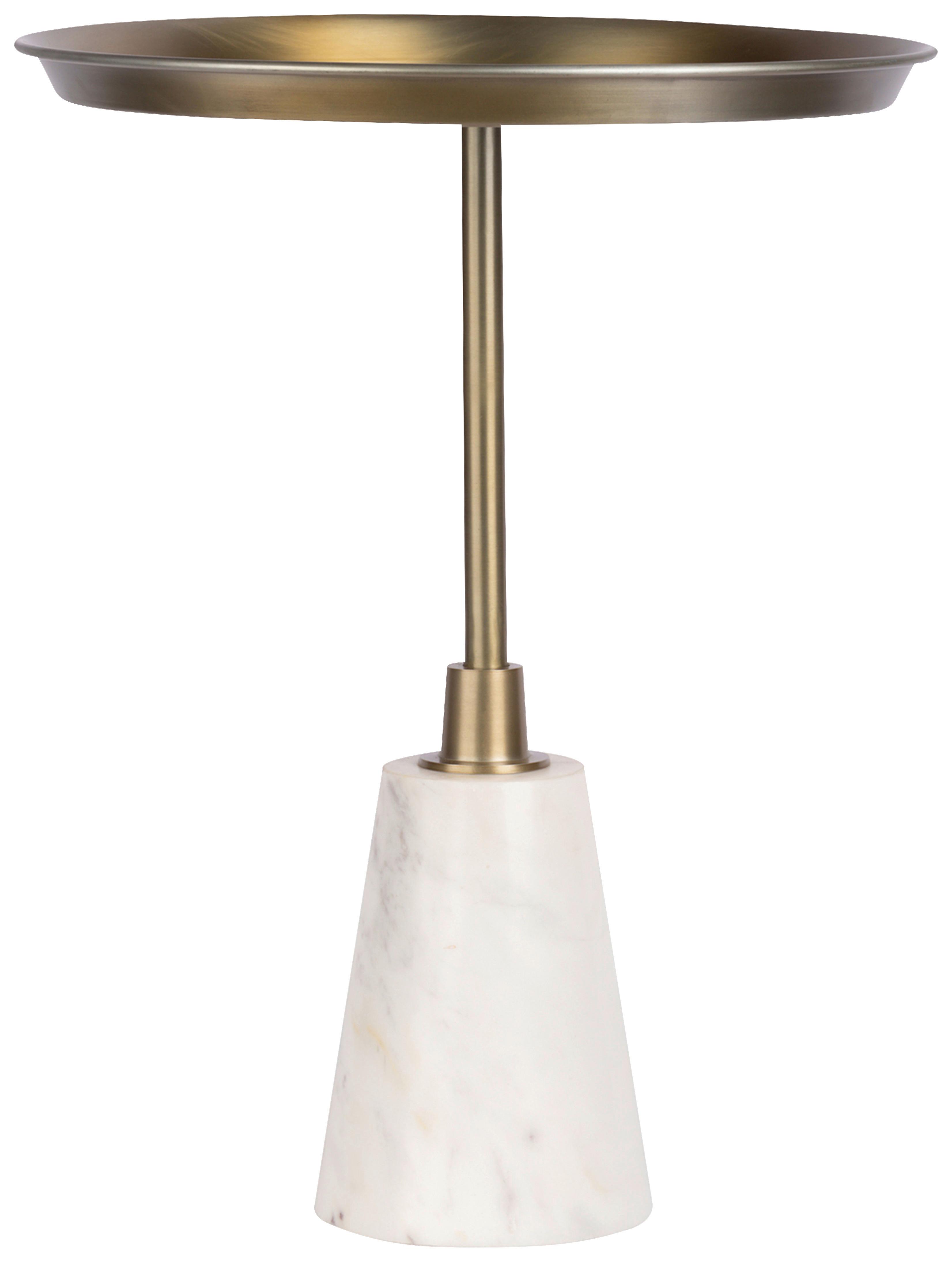 Beistelltisch Grant 125 Goldfarben/weiß B: 51 Cm - Goldfarben/Schwarz, Design, Stein/Metall (38/51cm) - Kayoom