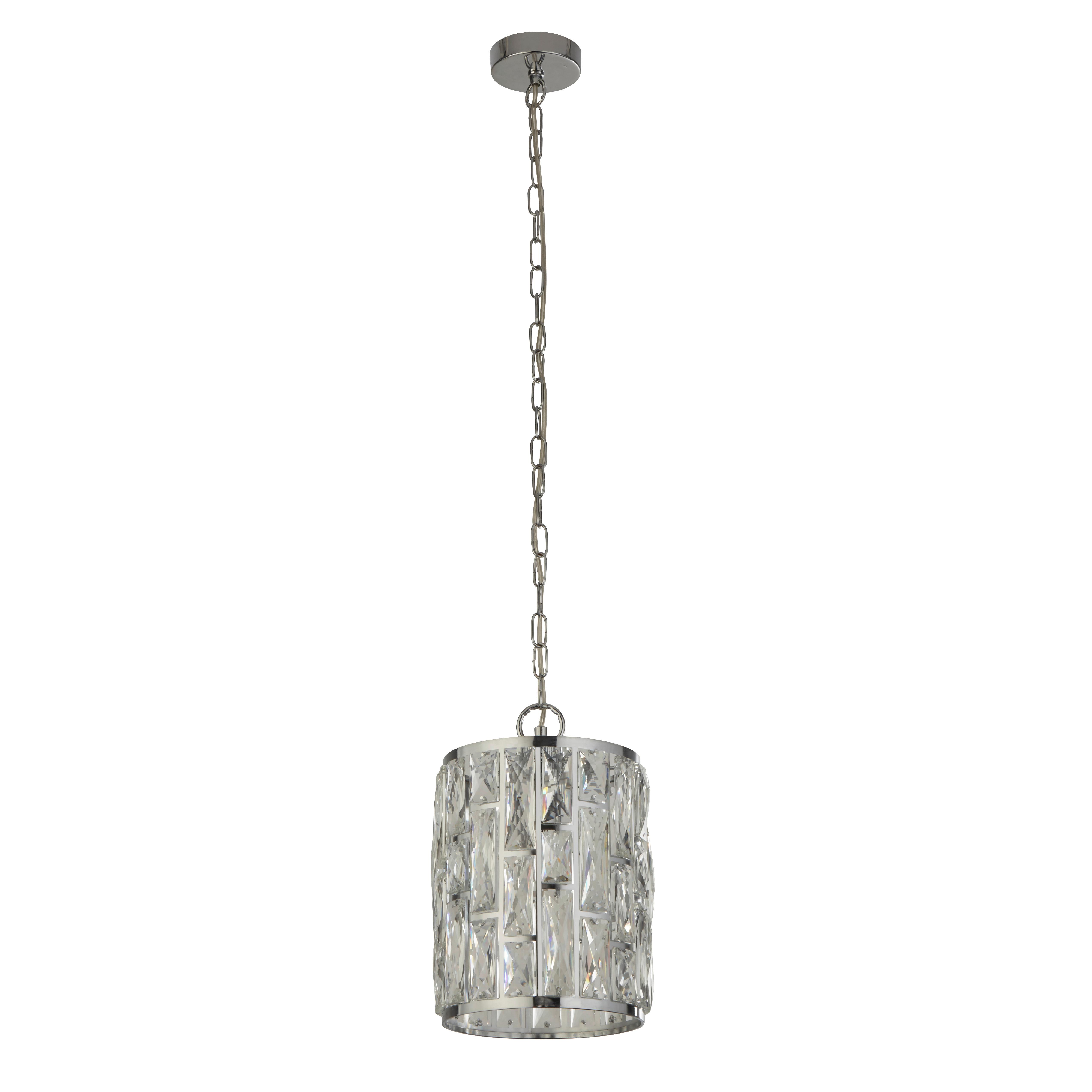 Hängeleuchte Bijou H: 152 cm 1-Flammig - Chromfarben, Design, Glas/Metall (22/31-152cm)