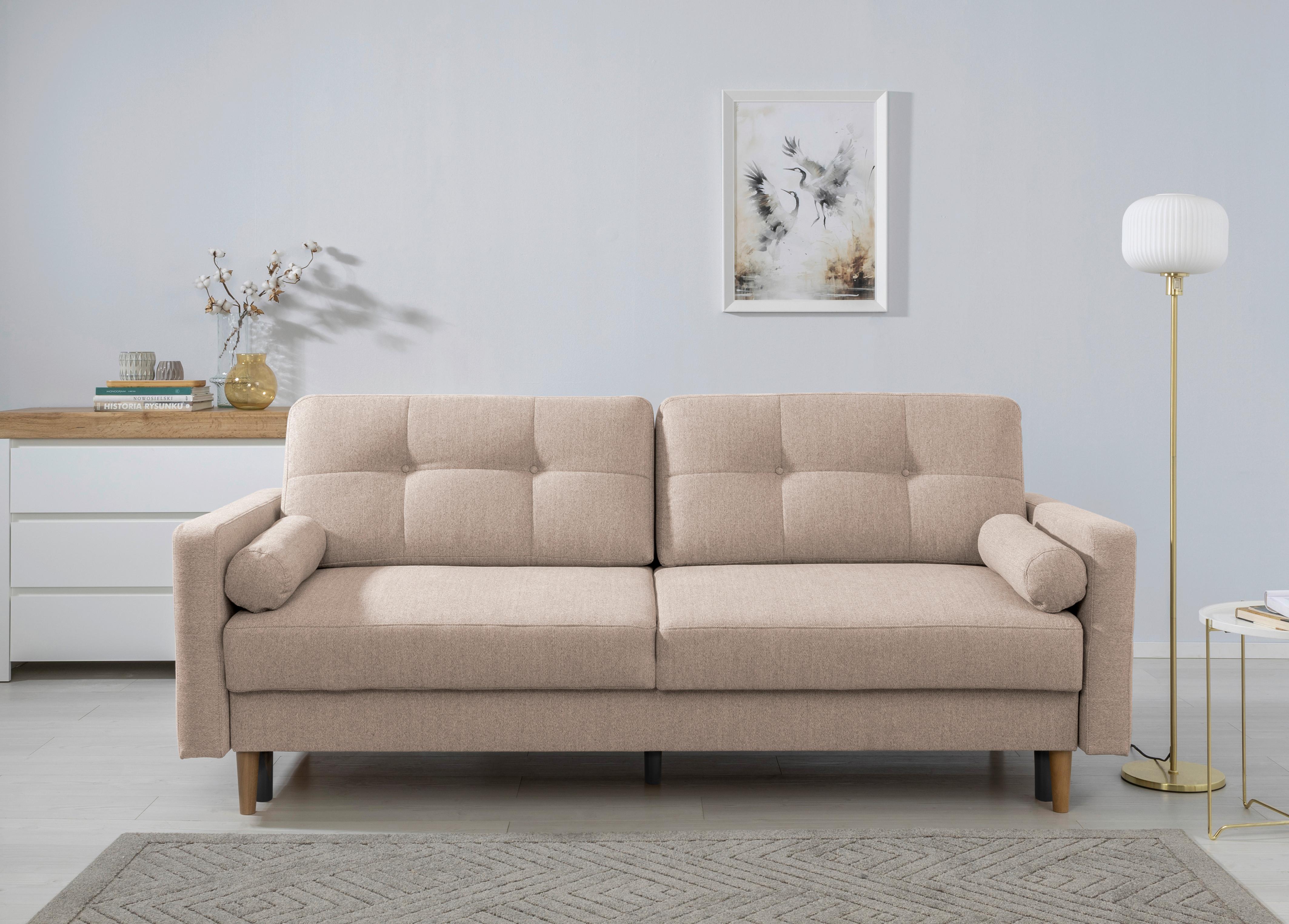 SCHLAFSOFA Noret, Creme B: 222 cm - Beige/Buchefarben, Design, Textil (222/93/99cm) - MID.YOU