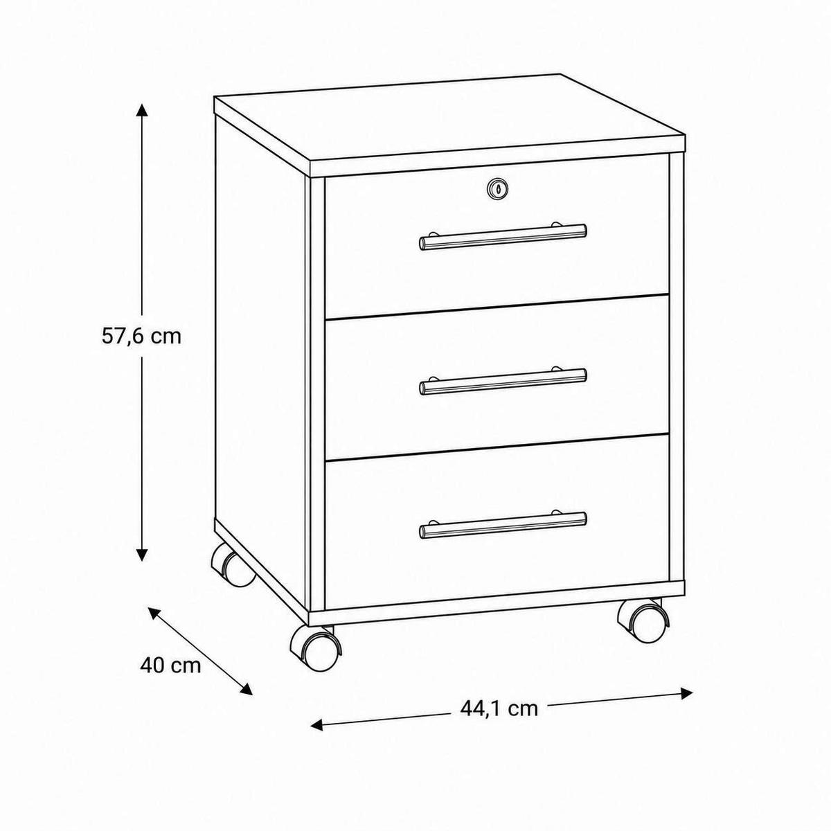 ROLLCONTAINER OFFICE EDITION - Eichefarben/Hellgrau, LIFESTYLE, Holzwerkstoff (44/58/40cm) - MID.YOU