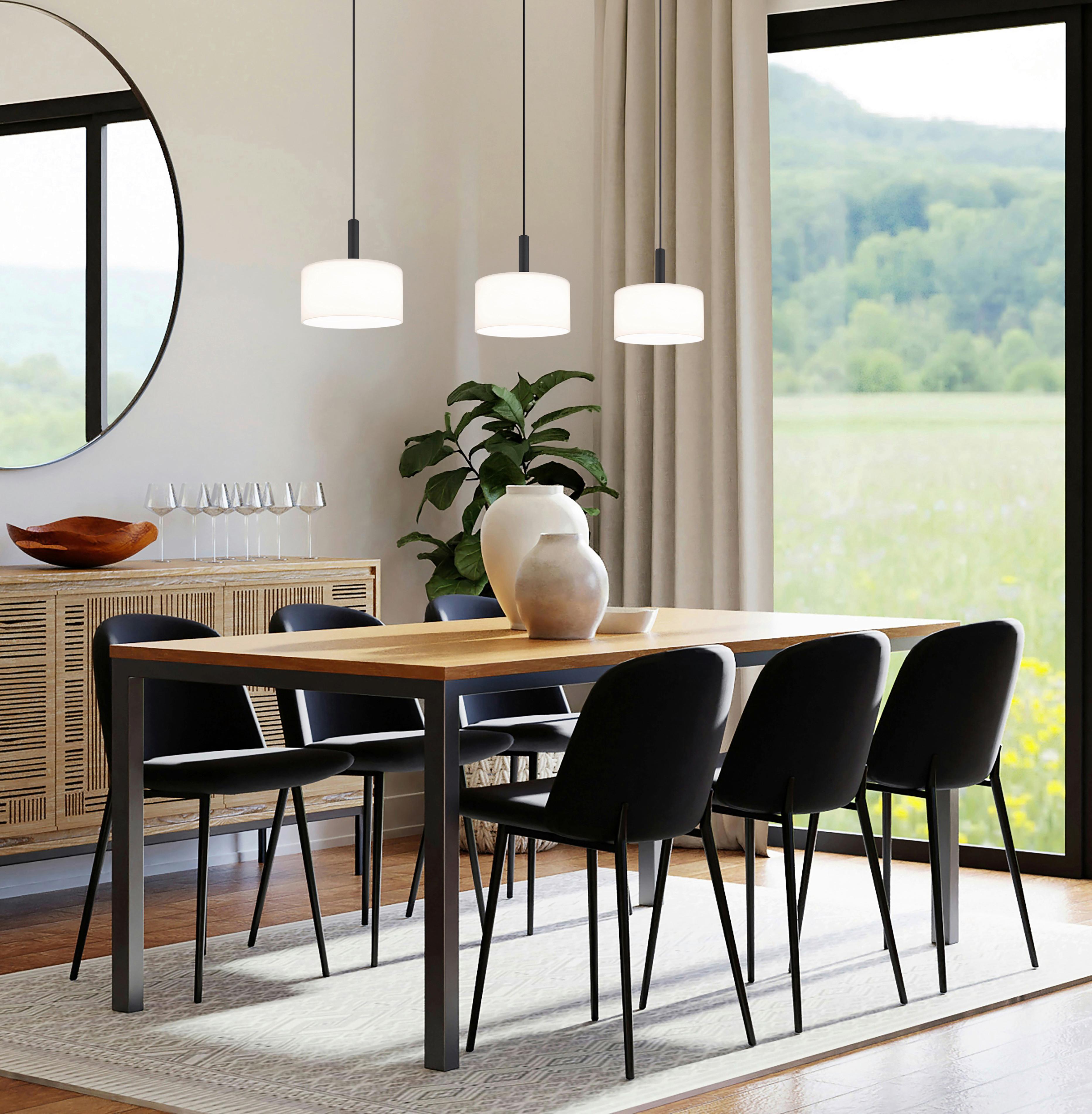 LED-Hängeleuchte Trenton Schwarz Weiß L: 90 cm - Schwarz/Weiß, Design, Glas/Kunststoff (90/20/150cm) - Globo