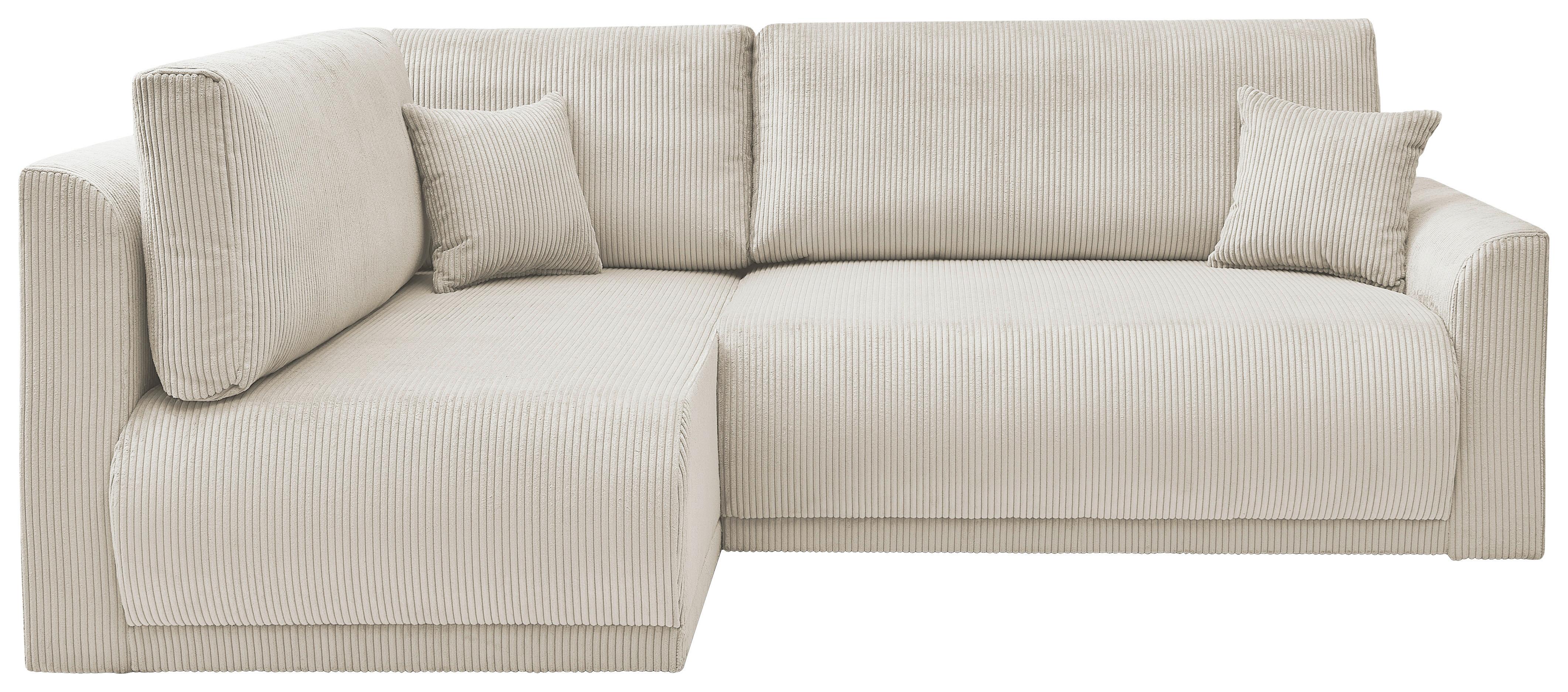 Rohová sedačka KIM L160, oboustranná, krémový manšestr - černá/krémová, Moderní, dřevo/textil (233/160cm)