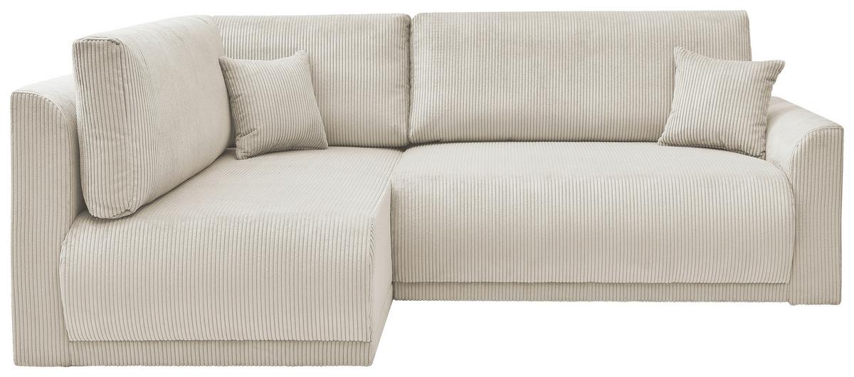 Rohová sedačka KIM L160, oboustranná, krémový manšestr - černá/krémová, Moderní, dřevo/textil (233/160cm)