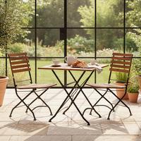 Gartengarnitur 3-tlg. Lindau Echtholz / Metall - Anthrazit/Akaziefarben, Basics, Holz/Metall (80/75/80cm) - Gardenson