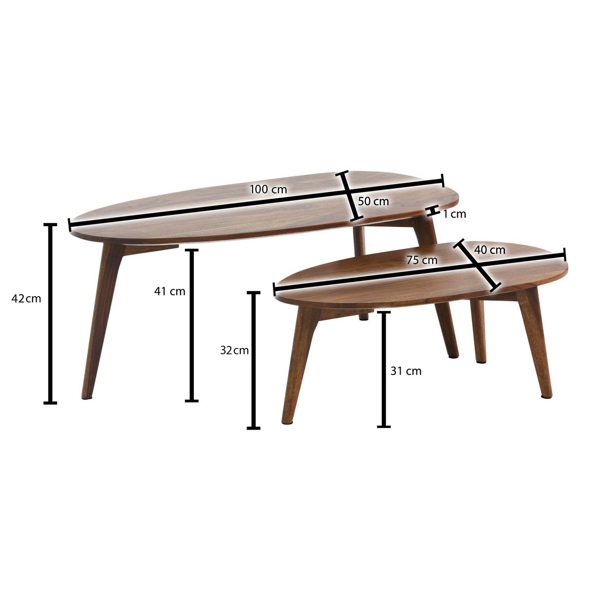 Konferenčný stolík masív - hnedá, Design, drevo (100/50/42cm) - P & B