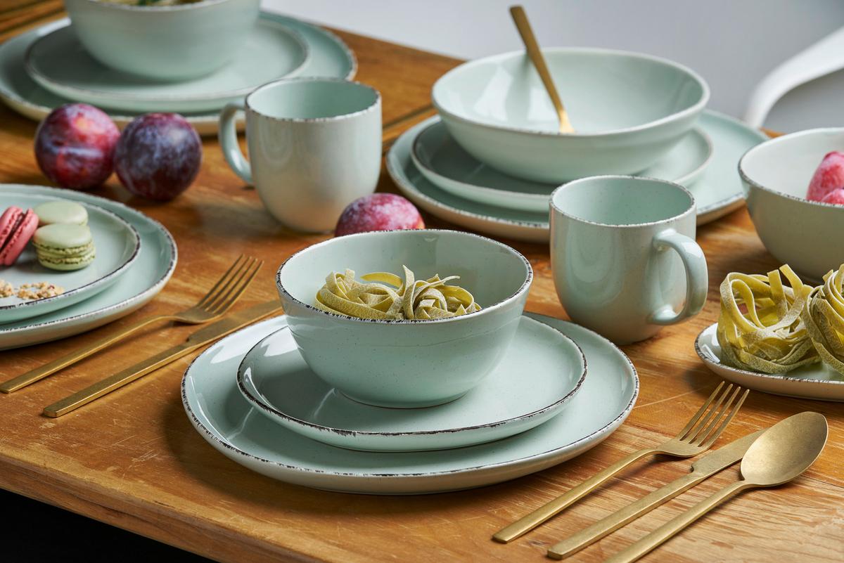 KOMBISERVICE Grün, 16--Teilig. - Hellgrün, Basics, Keramik - Van Well