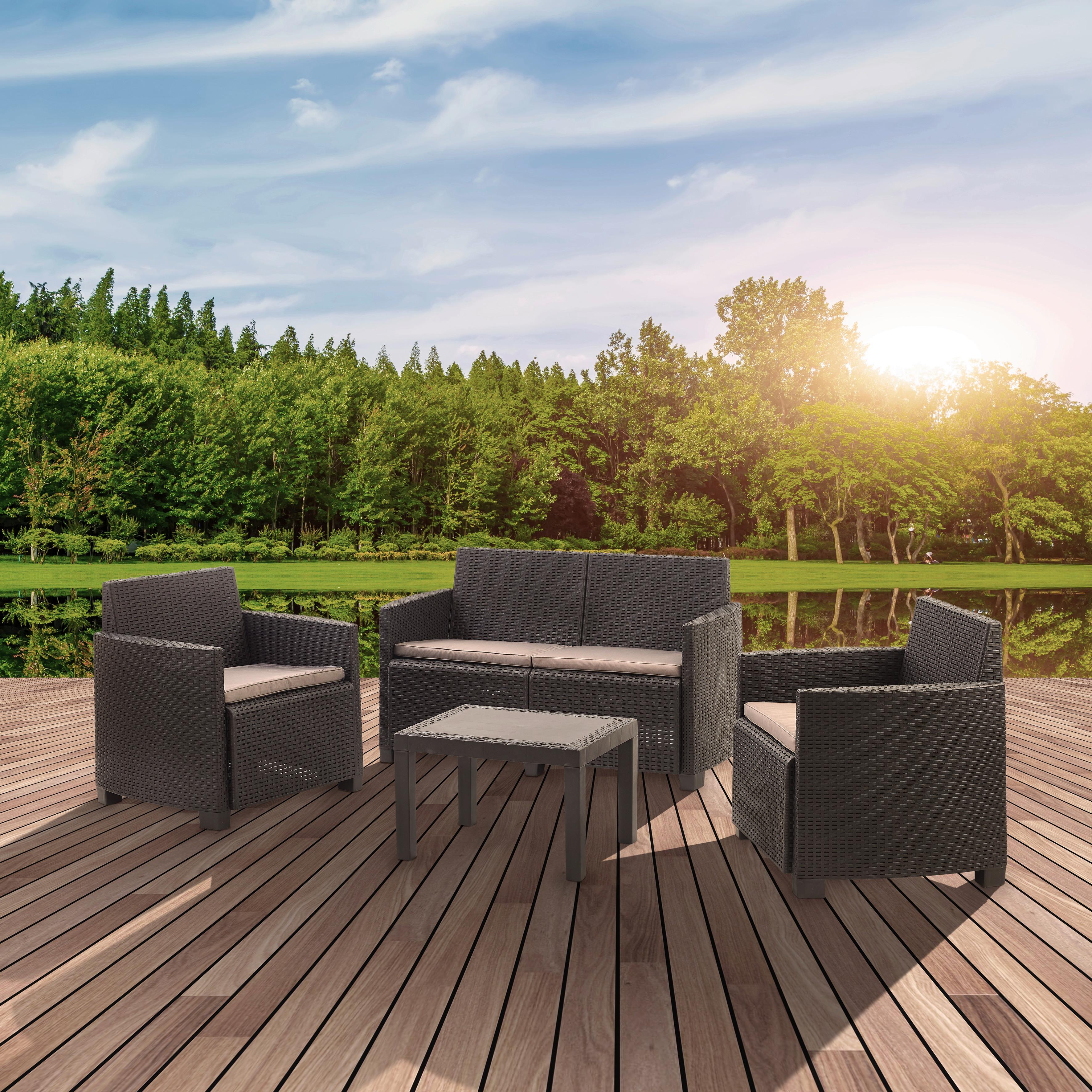 Lounge Garnitúra Arena - antracit, Modern, műanyag (53/53/40cm) - Mömax