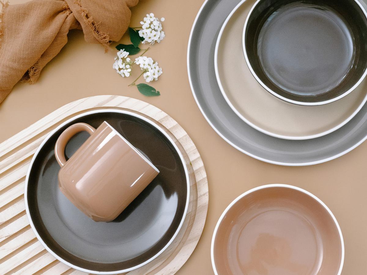 Kombiservice 16-Tlg. Keramik, Beige,hellbraun - Hellbraun/Beige, Basics, Keramik - Creatable