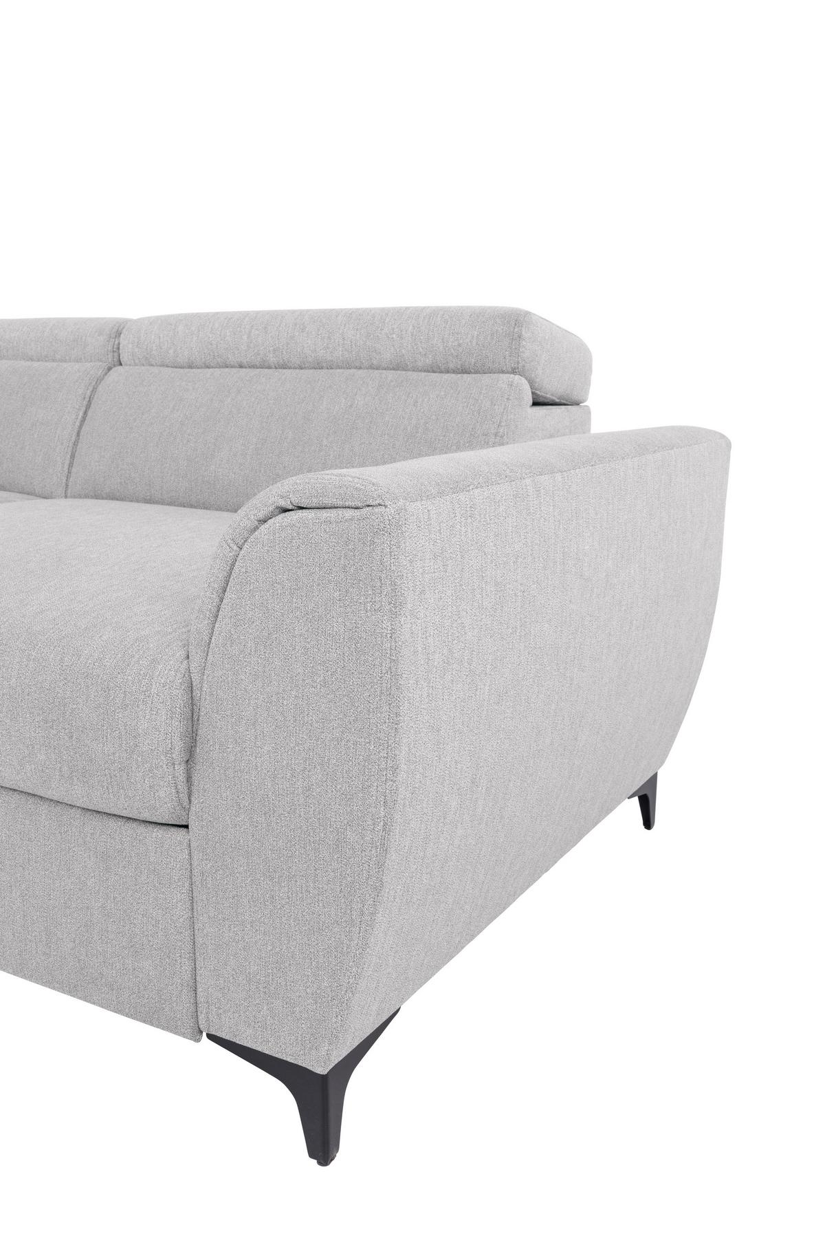Ecksofa Lapis Hellgrau S: 217/255 cm - Hellgrau/Schwarz, KONVENTIONELL, Textil (217/255cm) - MID.YOU