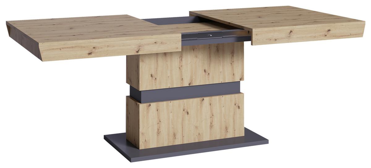 Esstisch Ausziehbar Matthew 160-215x90cm Eiche Dekor/grau - Dunkelgrau/Eiche Artisan, MODERN, Holzwerkstoff (160/90/75cm) - MID.YOU