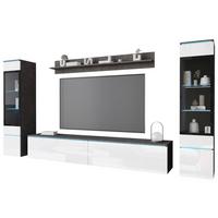 Wohnwand Vera II 4-teilig Anthrazit / Weiß B: 240 cm - Weiß Hochglanz/Anthrazit, Design, Glas/Holzwerkstoff (240/130/33cm) - P & B