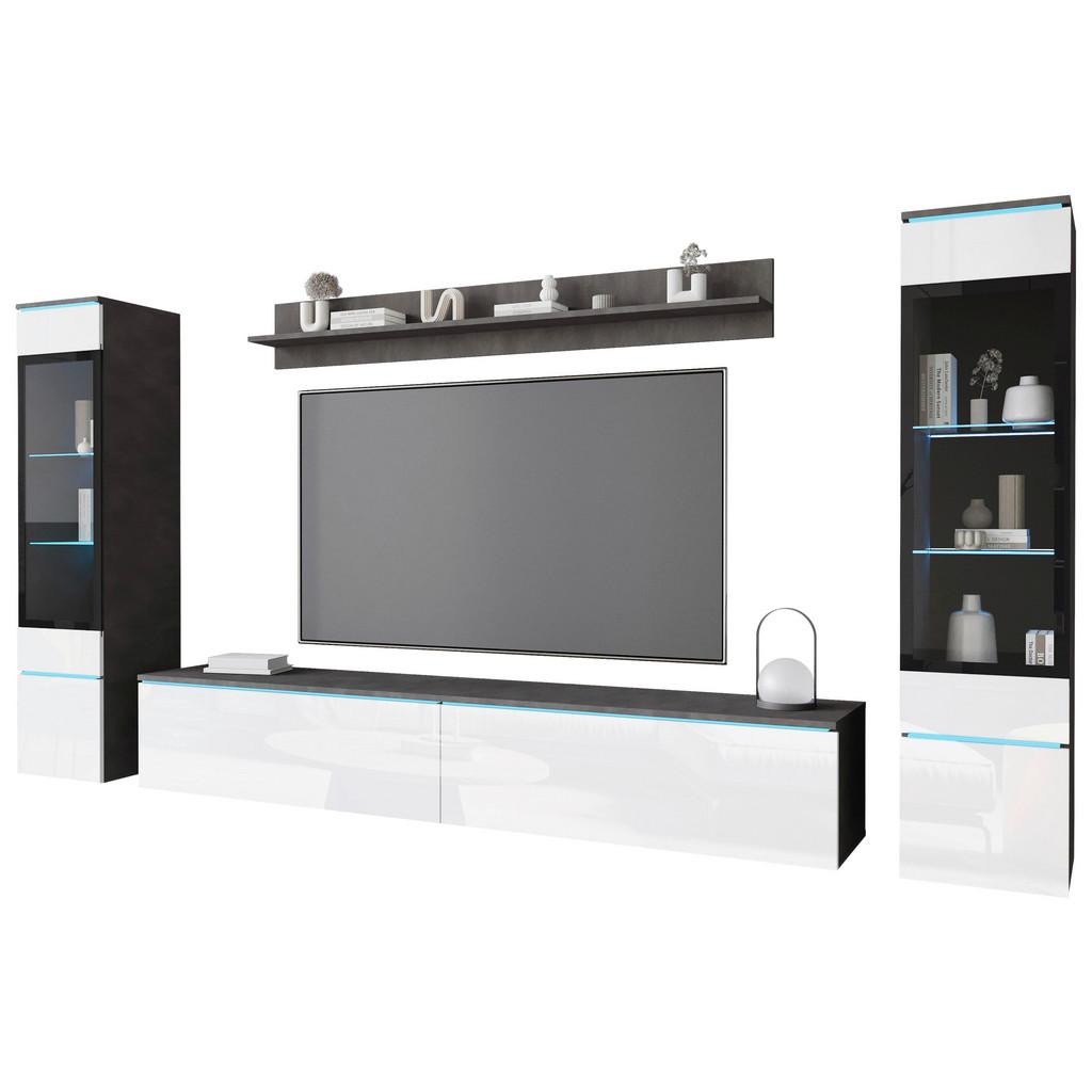 Wohnwand Vera II 4-teilig Anthrazit / Weiß B: 240 cm