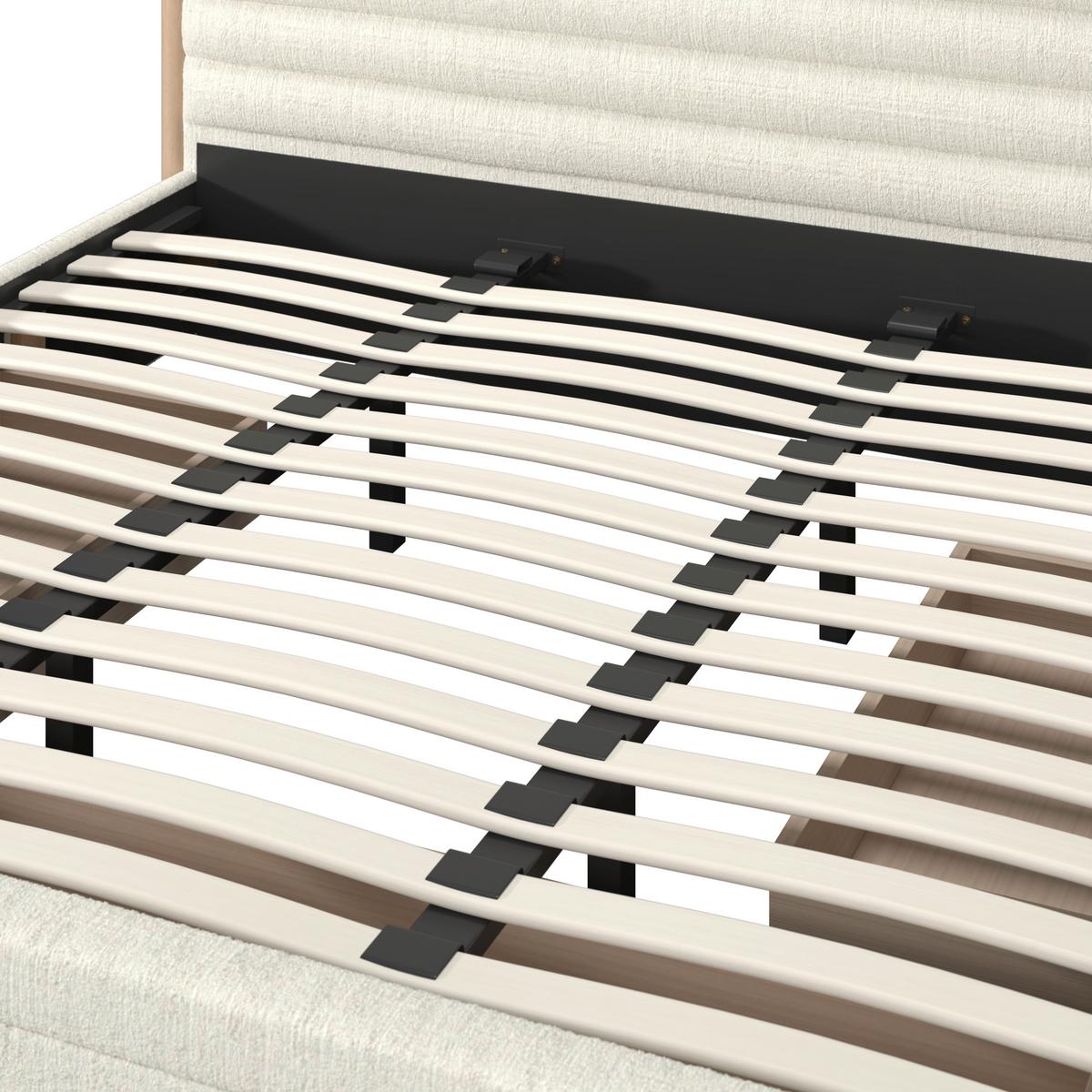 Čalúnená posteľ TALYA 180x200, slonovinová - svetlohnedá/slonovinová, Modern, kov/drevo (180/200cm) - Bessagi Home