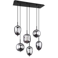 Hängeleuchte H: 120 Cm 6-Flammig - Schwarz, Design, Glas/Metall (80/34/120cm) - Globo