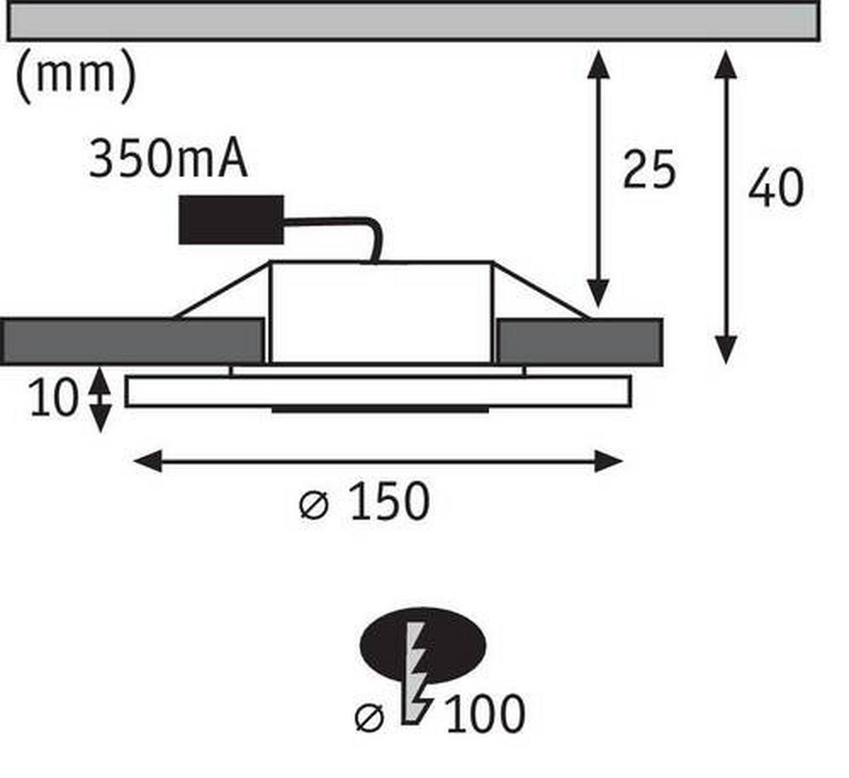 LED-Deckenleuchte 3er-Set Ø 15 cm, 1-Flammig, Rund - Basics, Metall (15cm) - Paulmann