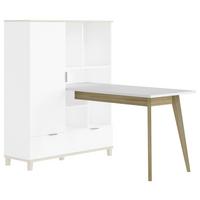 Regal mit Schreibtisch Plissee Weiß/Grandson Eiche B:64,9 cm - Weiß, MODERN, Holzwerkstoff (64,9/75,9/150cm)
