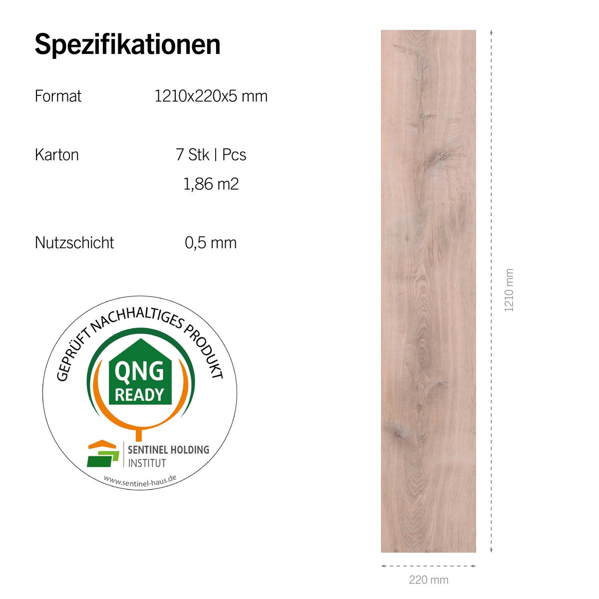 Designboden Eichefarben /mokka Lhd. Stärke 5mm - Eichefarben/Mokka, Basics, Kunststoff (121/22/0.5cm)