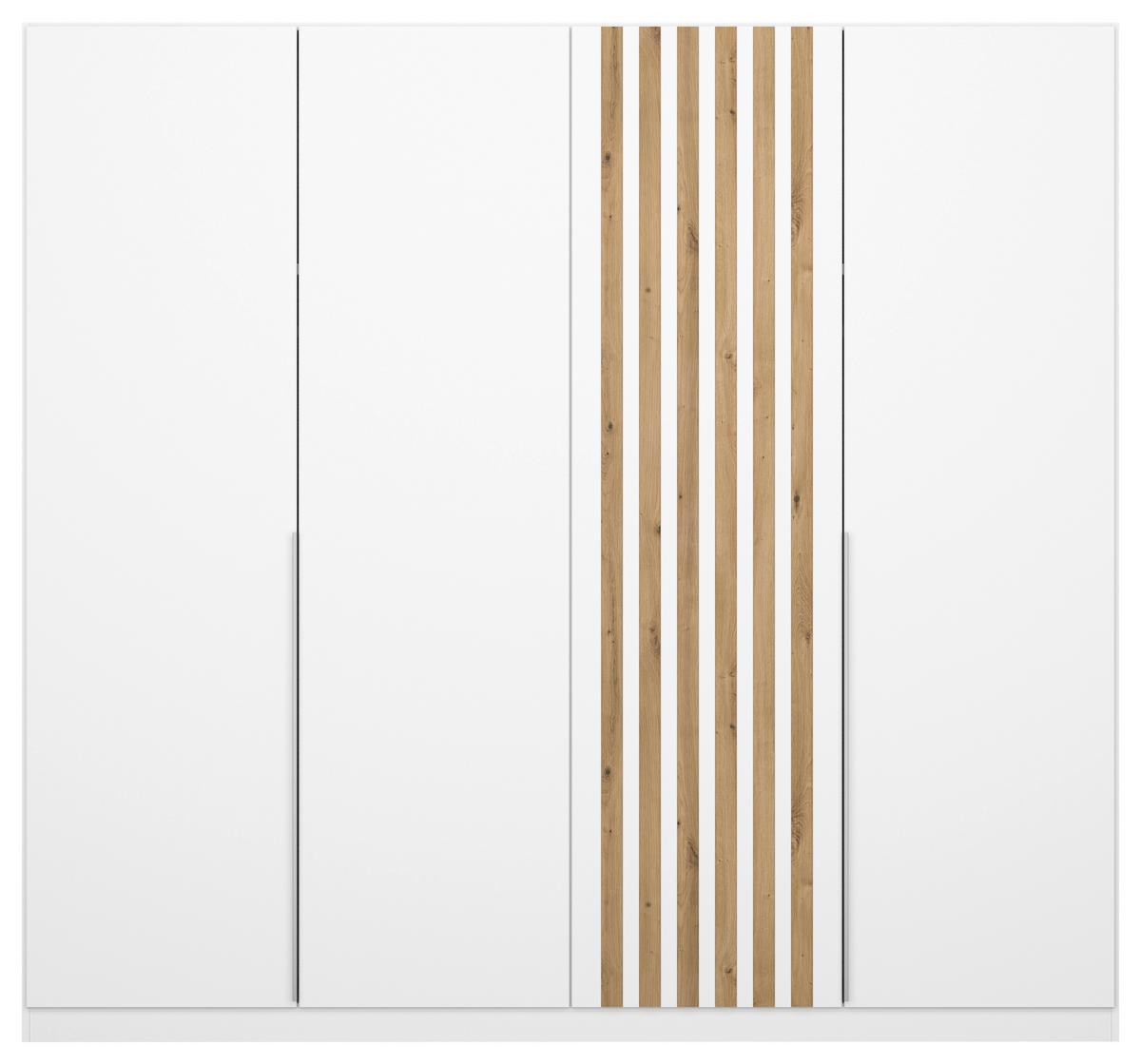 Drehtürenschrank 225 cm Lamella Weiß/Eiche Dekor - Weiß/Eiche Artisan, MODERN, Holzwerkstoff (226/210/54cm) - Rauch Möbel