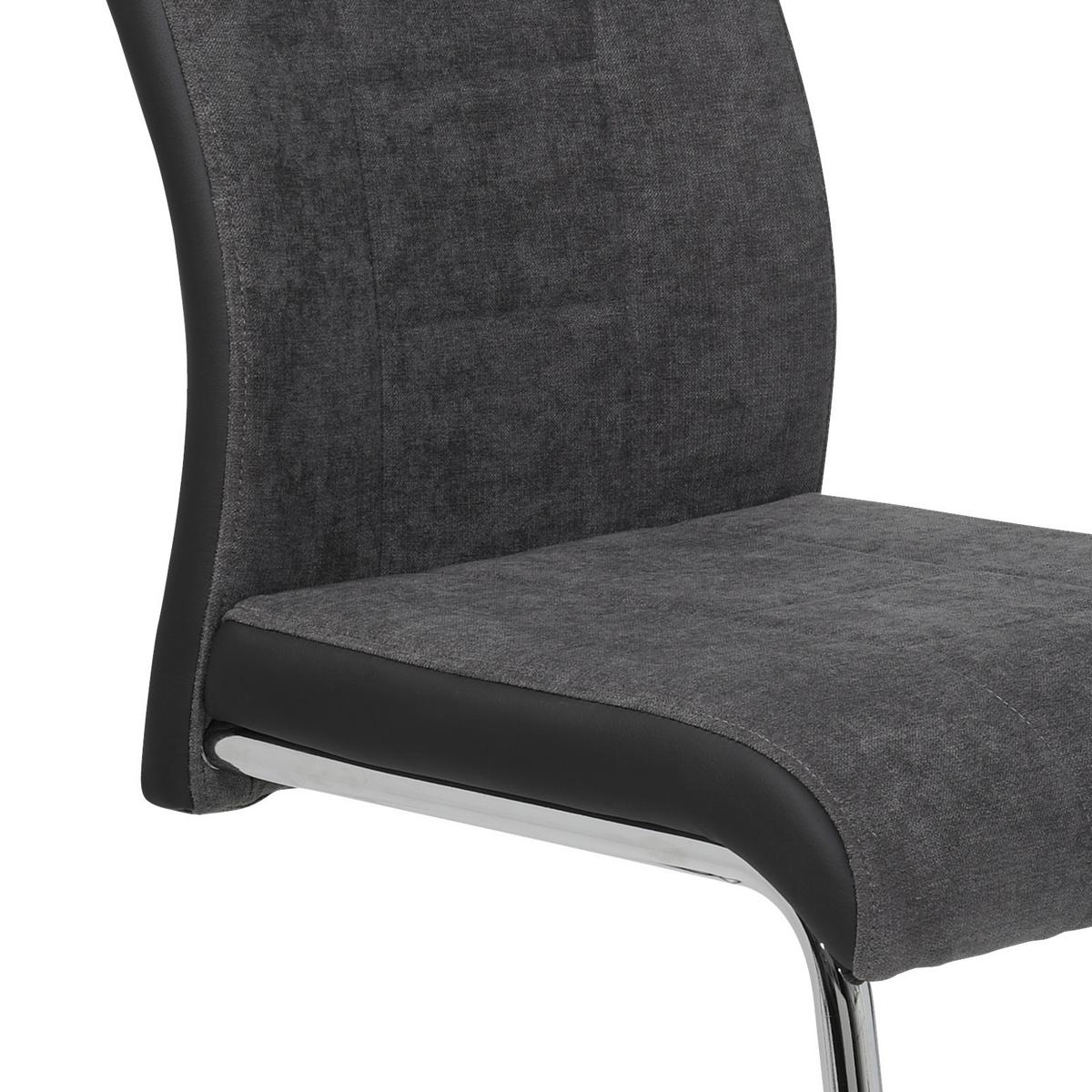 Schwingstuhl Alina S Anthrazit Gepolstert 2er-Set - Chromfarben/Anthrazit, MODERN, Textil/Metall (43/98/59cm) - MID.YOU
