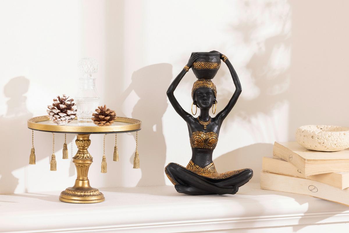 Skulptur Nala - Goldfarben/Schwarz, KONVENTIONELL, Kunststoff/Metall (16,5/9,5/26,5cm) - James Wood
