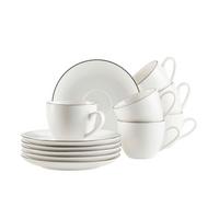 Tassenset Felise 12-teilig New Bone China, Weiß/schwarz - Weiß, Basics, Keramik - Mäser