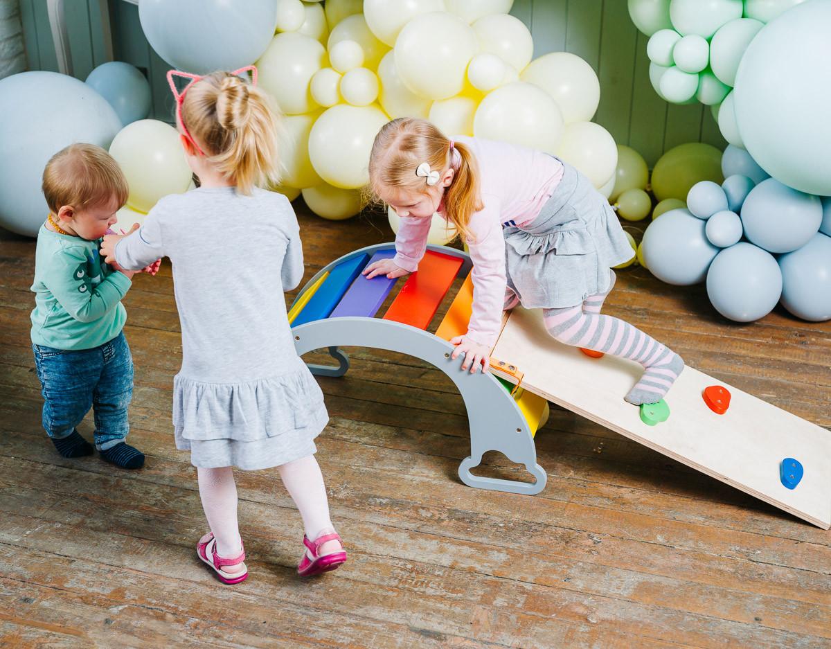 Wippe The Sway Rainbow - Multicolor/Grau, Basics, Holz (40/75/37cm)