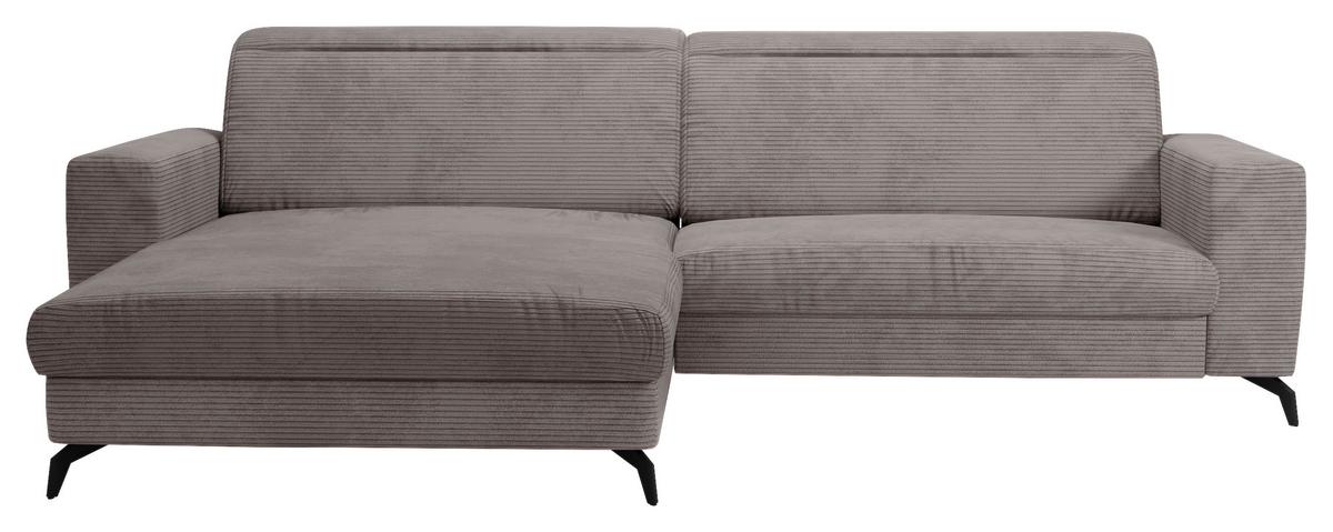 Ecksofa Bolero taupe mit Kopfteilverstellung 178x290 - Taupe/Schwarz, KONVENTIONELL, Textil (178/290cm) - Sit & More
