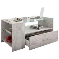 Couchtisch Mit Stauraum Und Glasplatte Tindala Betonoptik - Grau, Basics, Glas/Holzwerkstoff (50/100/45cm) - MID.YOU