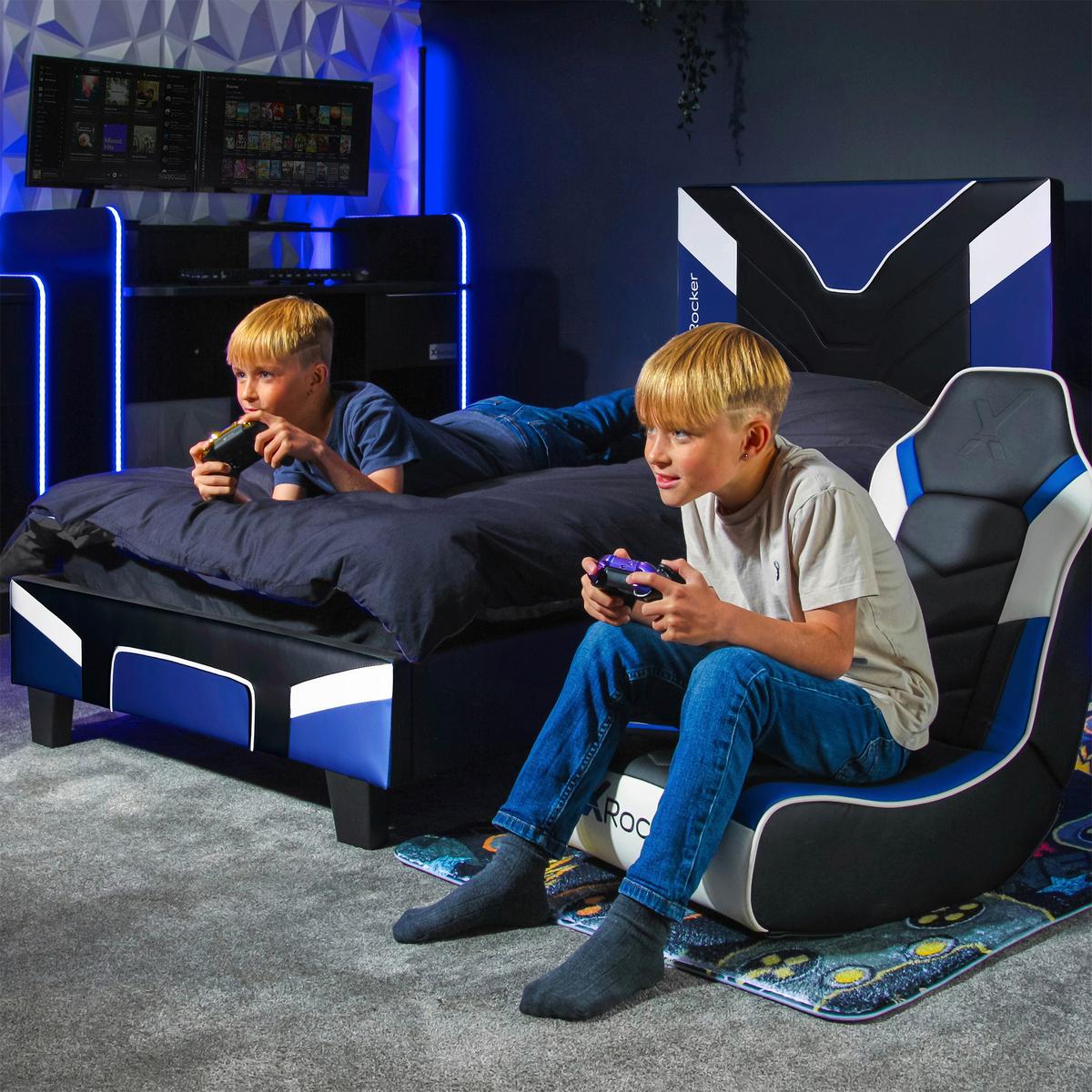 Bett Cerberus - Blau/Schwarz, MODERN, Holzwerkstoff/Kunststoff (90/190cm) - X Rocker