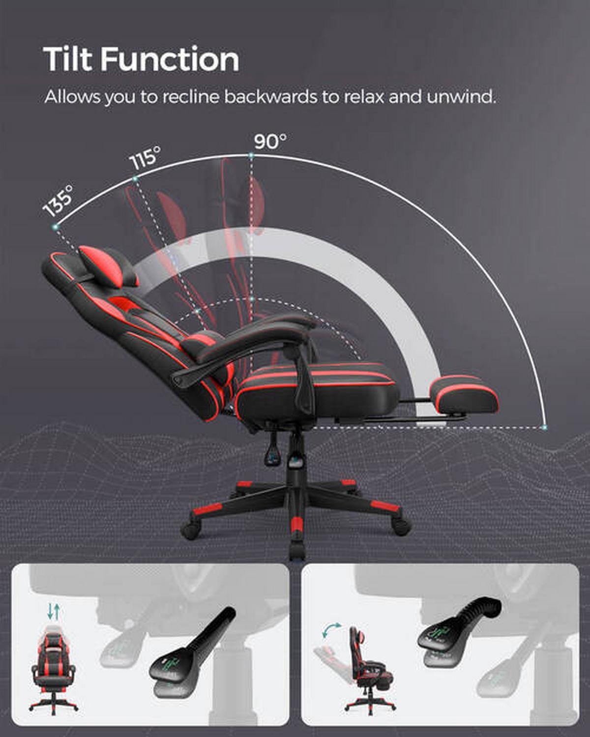Gaming Stuhl inkl. Armlehnen Lederlook, Rot/Schwarz - Rot/Schwarz, Basics, Textil (67/126/66cm) - Boxxx