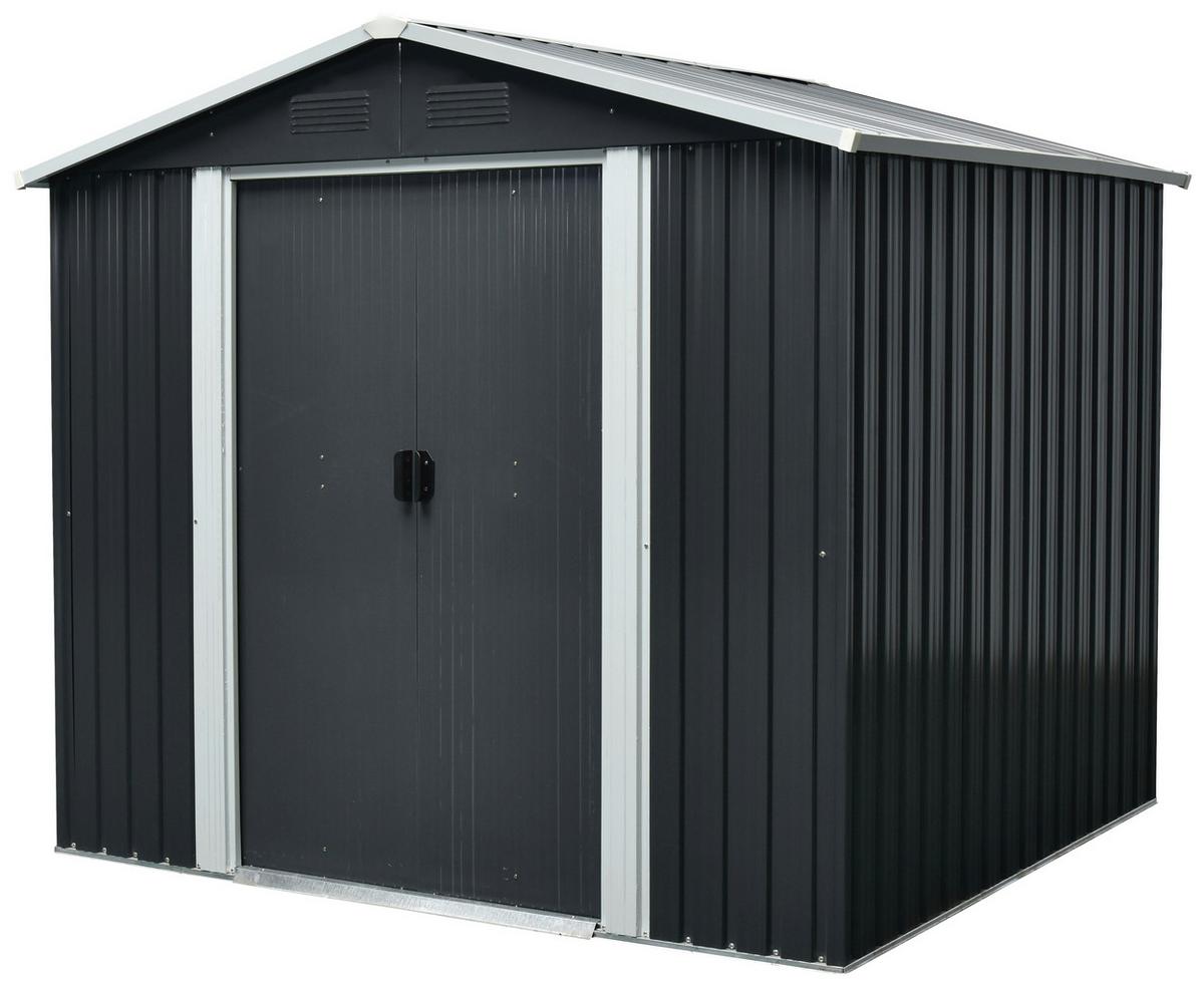 Gerätehäuser Ohne Boden Regenwasserdicht 301x214x174 - Anthrazit/Weiß, Basics, Metall (301/214/174cm)