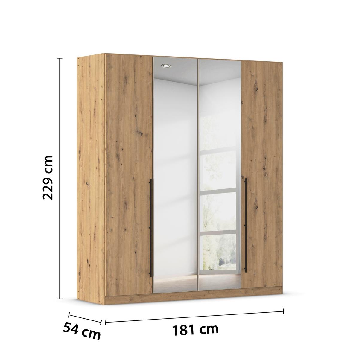 Kleiderschrank Safari B: 181 cm - Eiche Artisan, KONVENTIONELL, Holzwerkstoff (181/229/54cm)