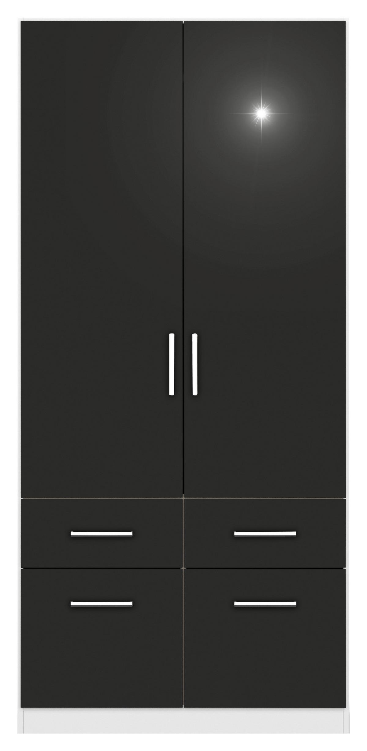 Drehtürenschrank B: 91 Cm Belrin Weiß/grau - Weiß/Grau, MODERN, Holzwerkstoff (91/197/54cm) - Rauch Möbel