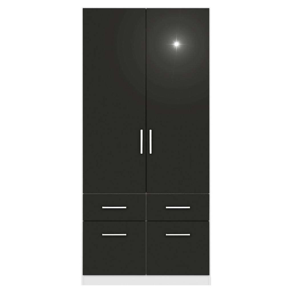 Drehtürenschrank 91 cm Berlin Weiß/Grau