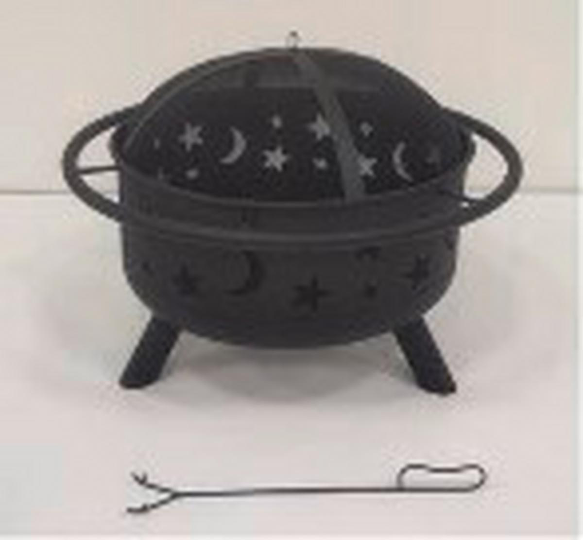 Feuerkorb Feuerstelle mit Funkenschutz - Schwarz, LIFESTYLE, Metall (76/60cm)