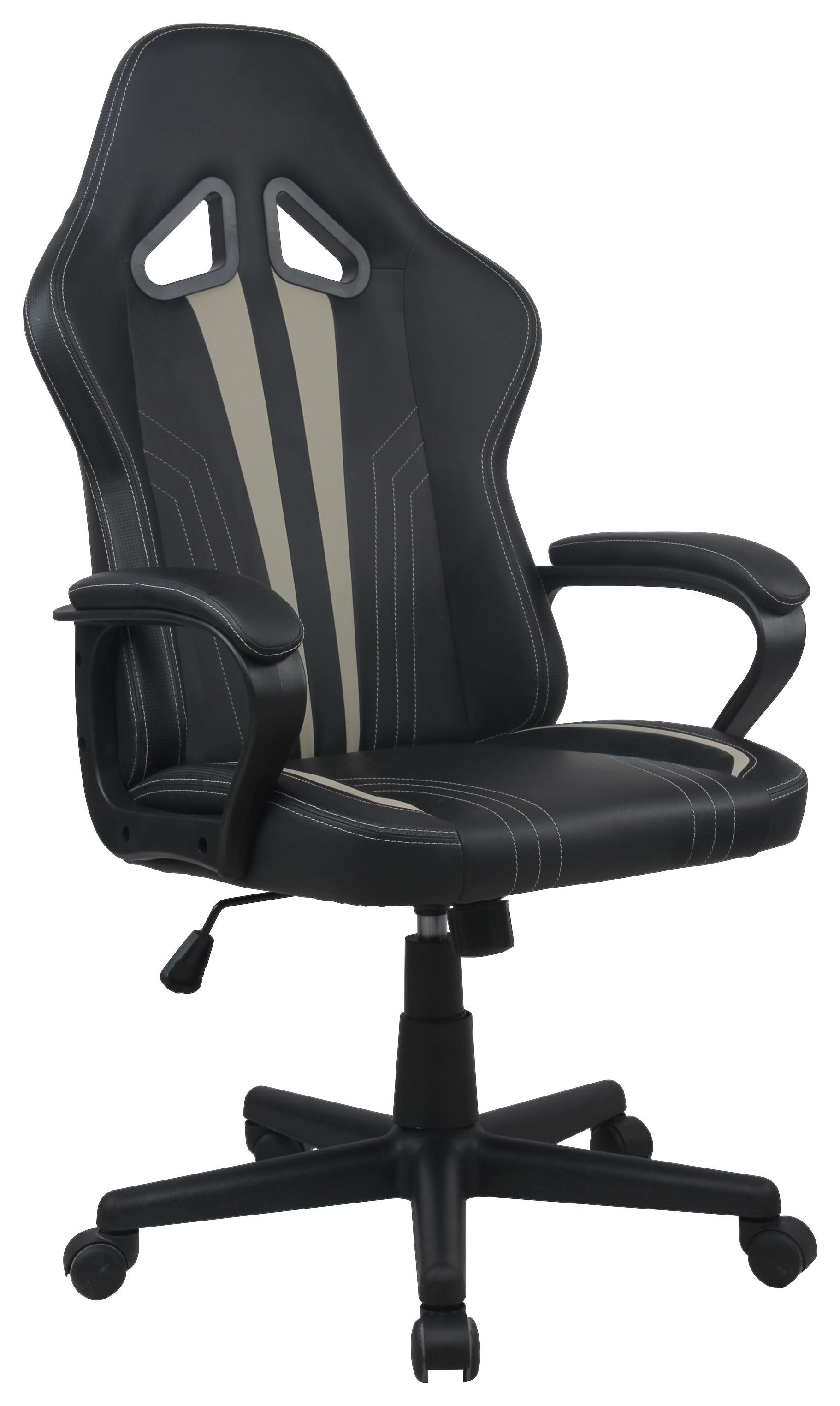 Chefsessel Anna Armstützen Schwarz 140 Kg - Beige/Schwarz, MODERN, Kunststoff/Textil (57/112/57cm)