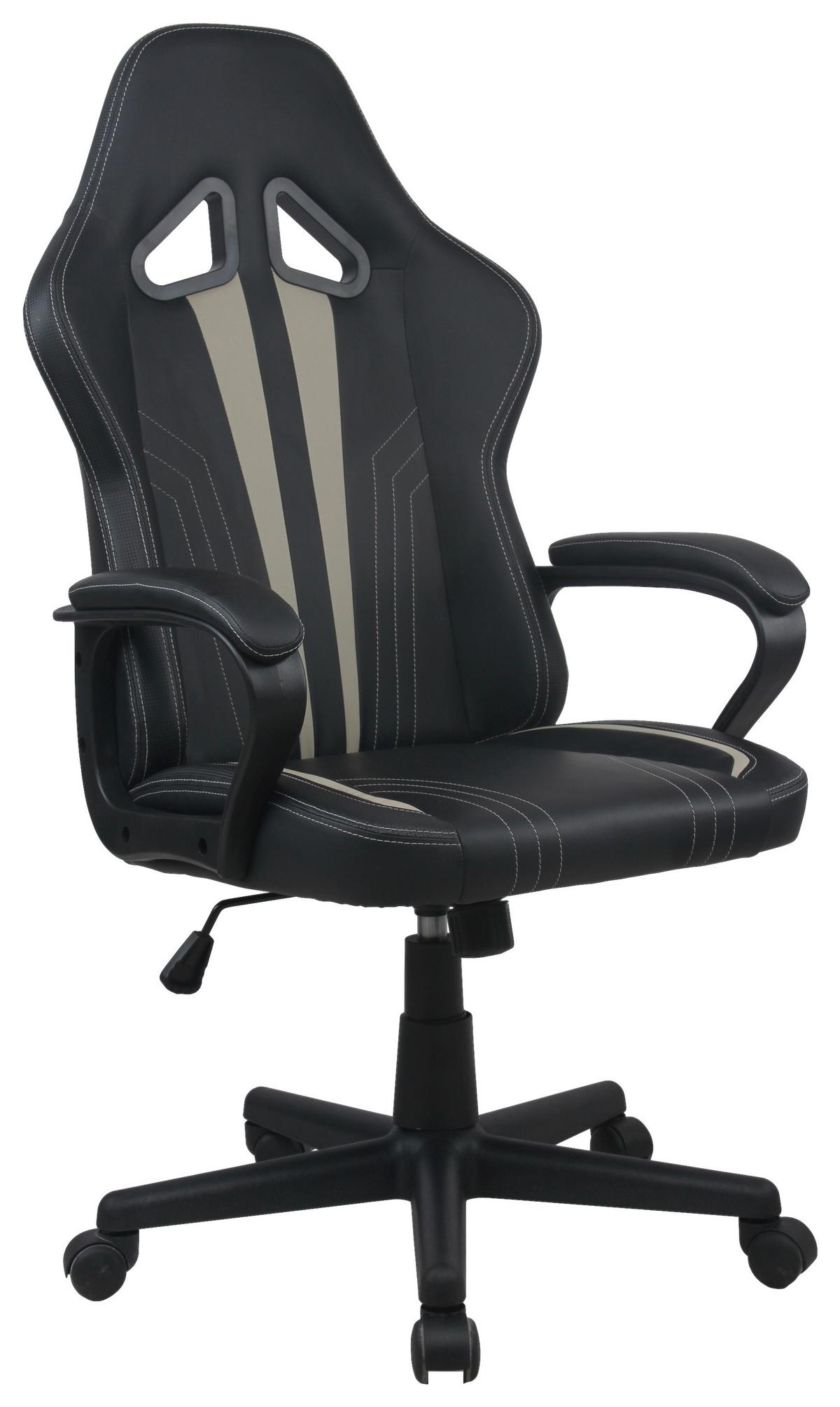 Chefsessel Anna Armstützen Schwarz 140 Kg - Beige/Schwarz, MODERN, Kunststoff/Textil (57/112/57cm)