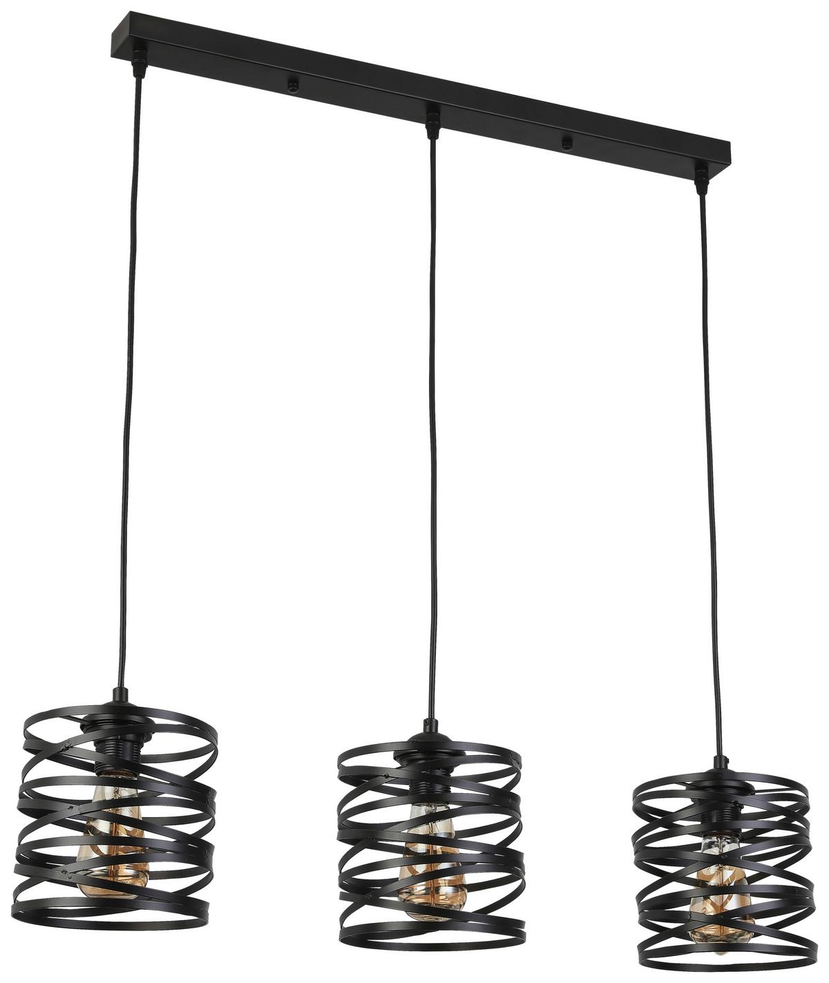 Hängeleuchte Timea H: 120 Cm 3-Flammig - Schwarz, ROMANTIK / LANDHAUS, Kunststoff/Metall (69/17/120cm) - James Wood