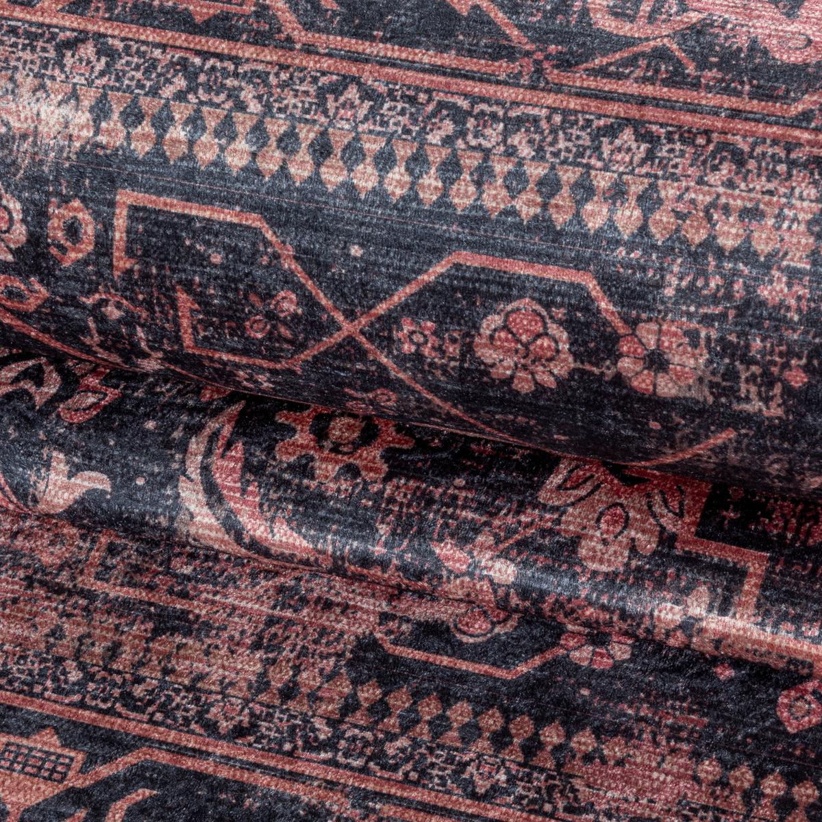 Flachwebteppich Fiesta - Rot/Schwarz, Design, Textil (80/150cm) - Novel