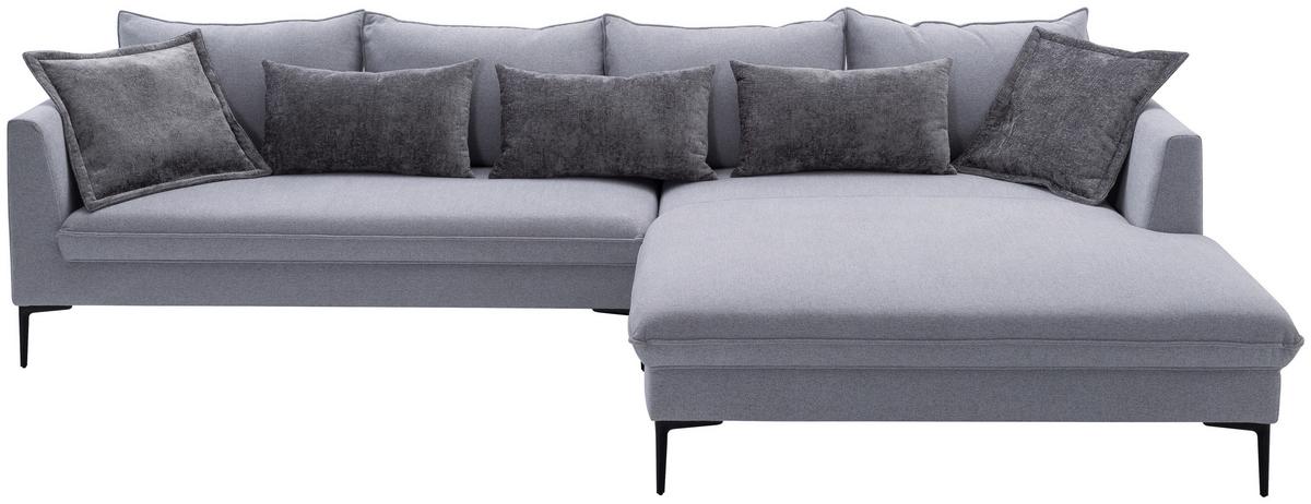 Ecksofa Piazza Grau S: 321x187 cm - Dunkelgrau/Schwarz, Design, Textil (321/187cm) - Livetastic