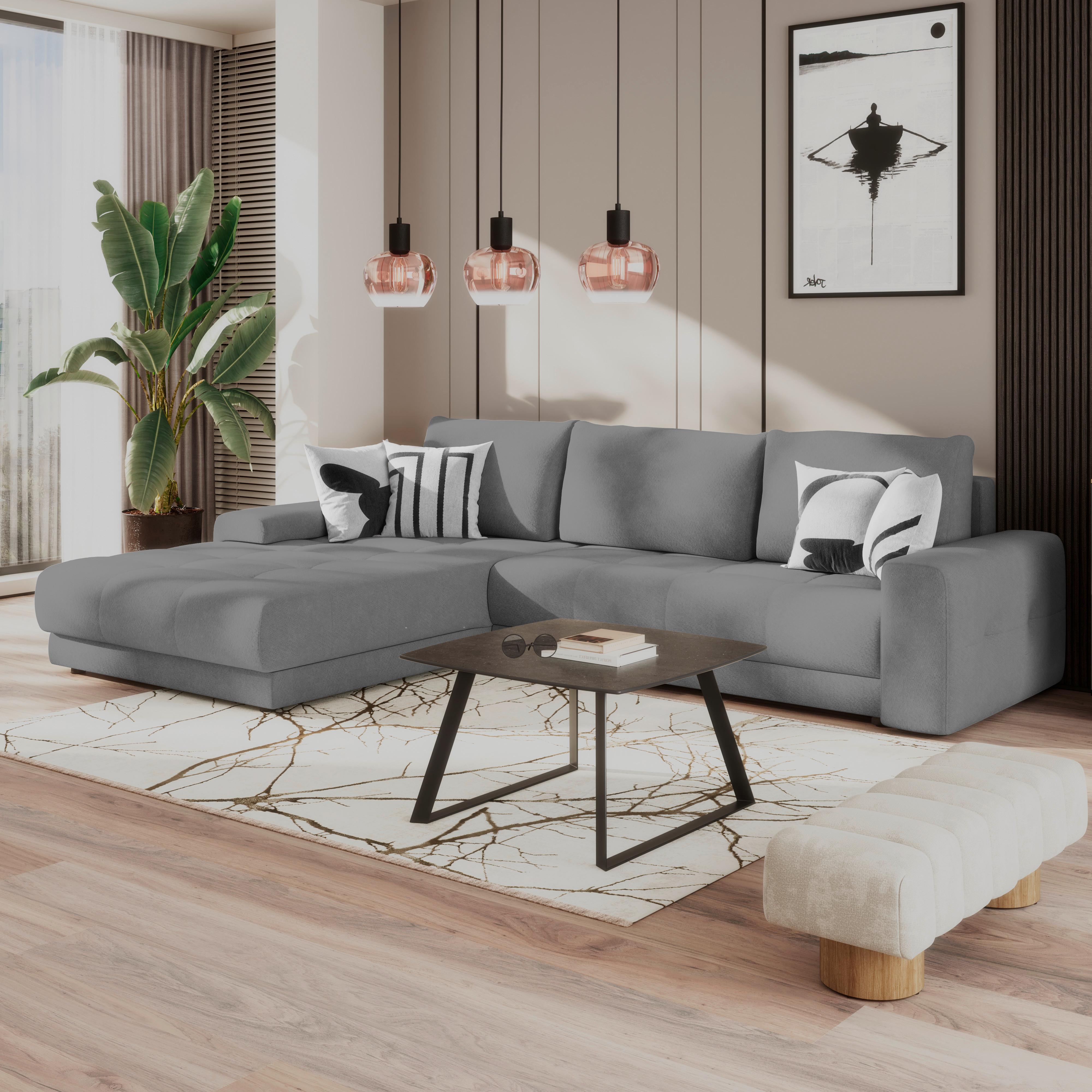 Ecksofa Adria Dunkelgrau S: 213x308 cm - Dunkelgrau, Trend, Textil (213/208cm) - Luca Bessoni