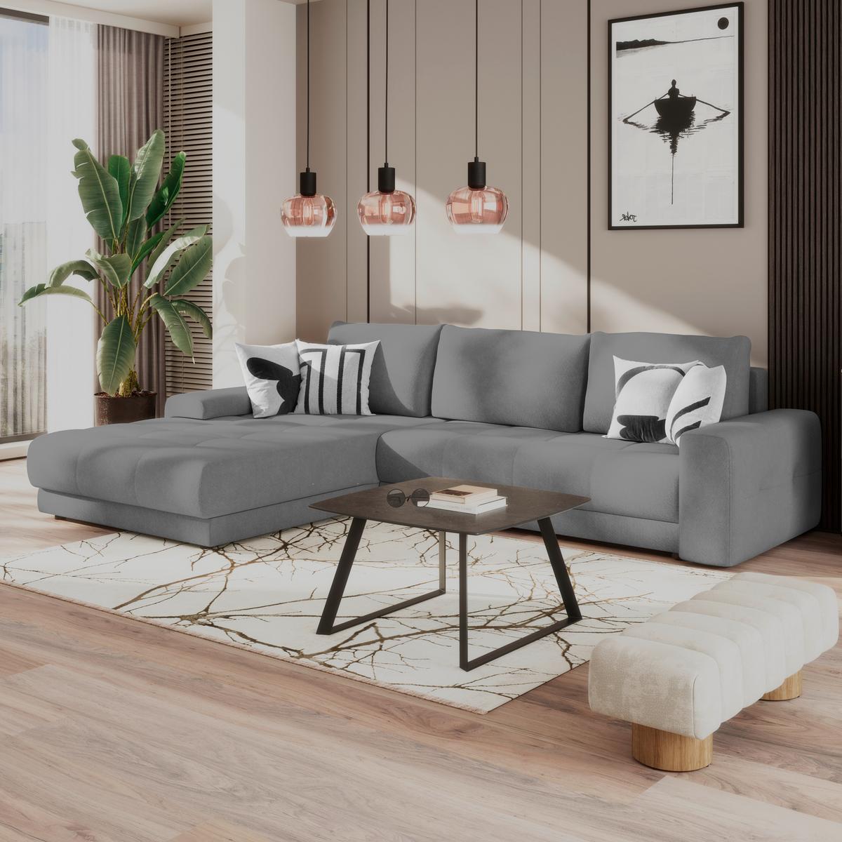 Ecksofa Adria Dunkelgrau S: 213x308 cm - Dunkelgrau, Trend, Textil (213/208cm) - Luca Bessoni