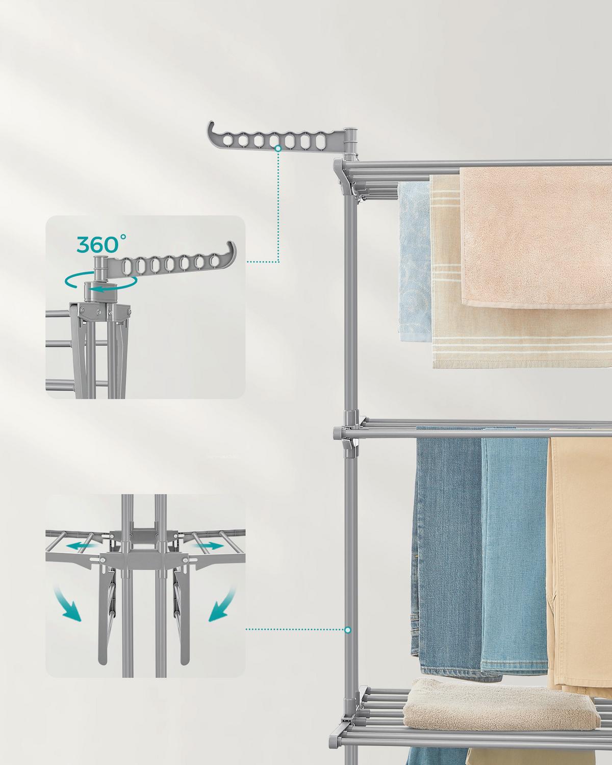 Wäschetrockner Grau B: 76 Cm - Grau, Basics, Kunststoff/Metall (76/173/49cm)