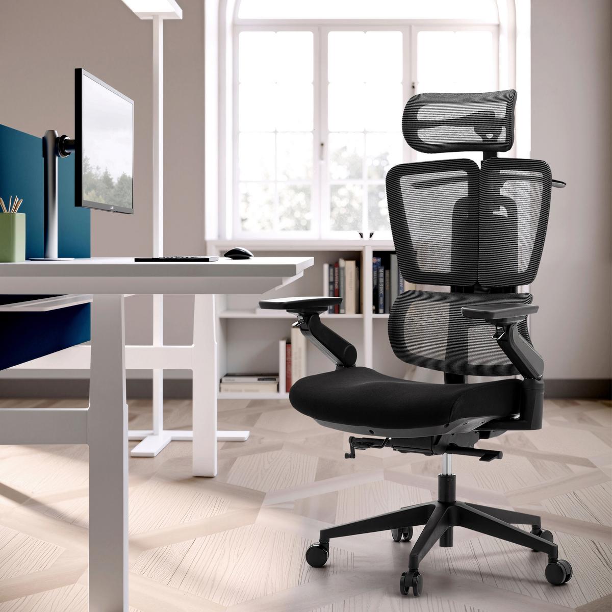 DREHSTUHL Ergo U2 Flex Schwarz B: 68cm - Schwarz, MODERN, Kunststoff/Textil (68/140/67cm) - MID.YOU
