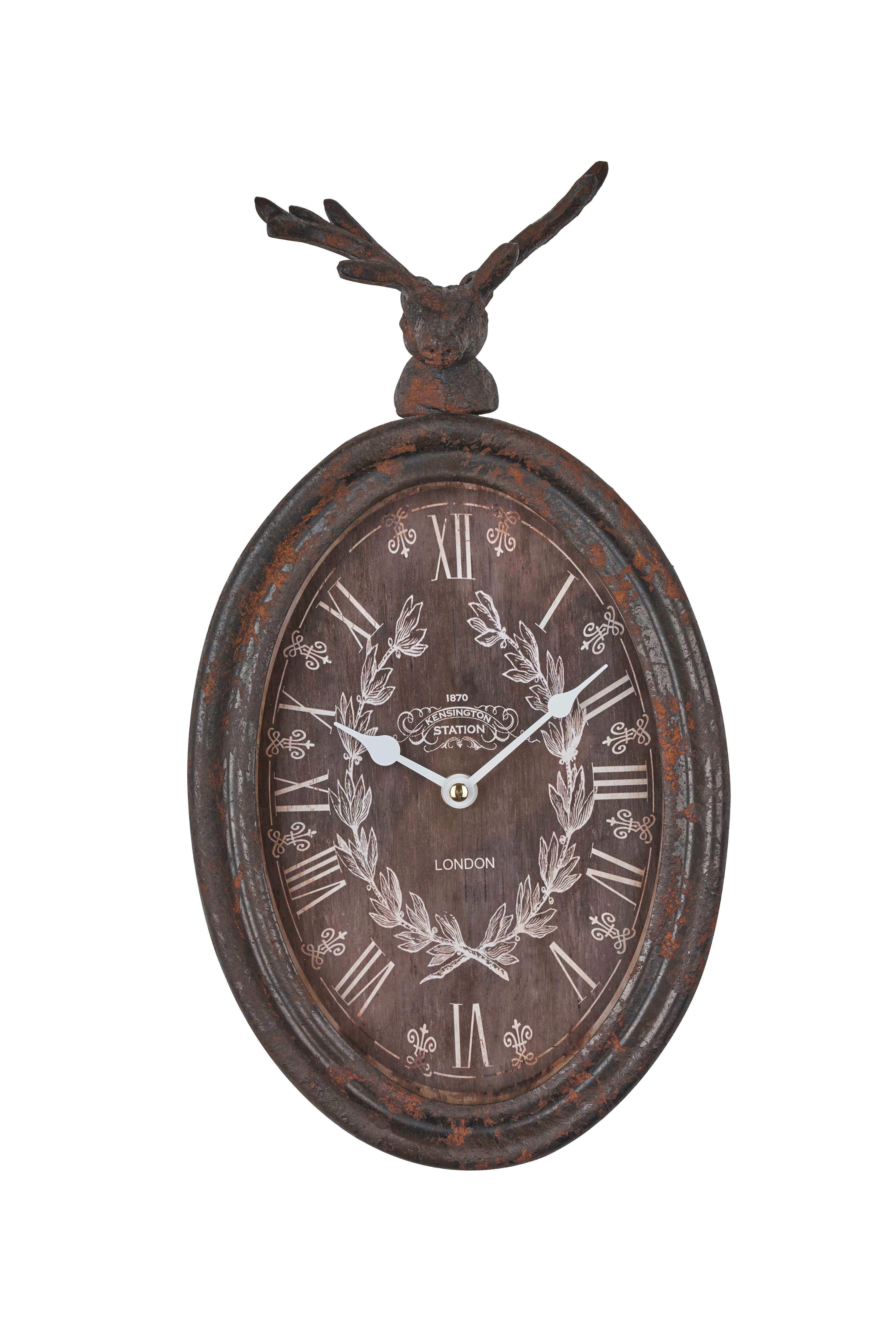 Wanduhr Sophia Metall, Vintage, H: 6,5 cm - Dunkelbraun, Design, Metall (20,5/6,5/38cm)