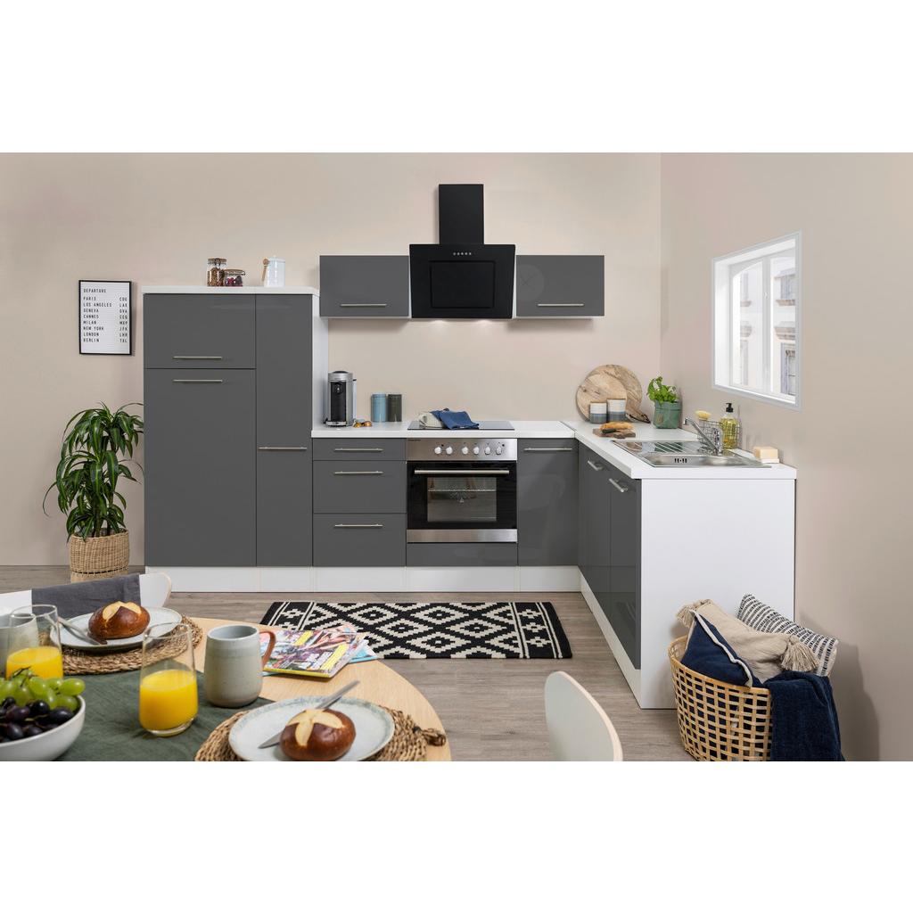 Eckküche Rp290wgc mit Geräten 290x200 cm Grau/Weiß